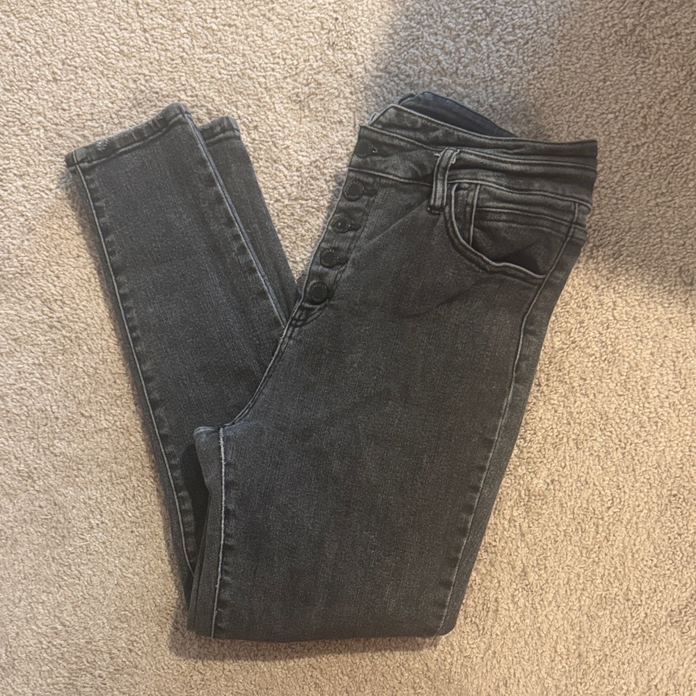 KanCan Black Skinny Button-Fly Jeans